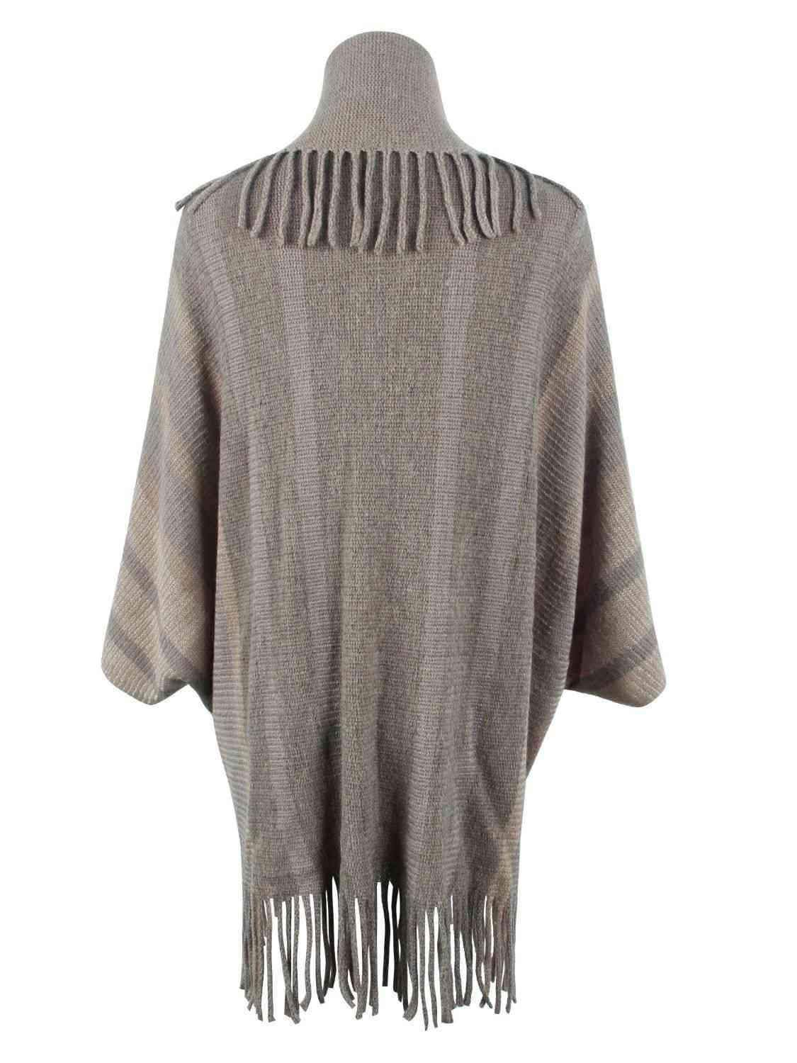 Exquisite Layer Open Front Fringe Poncho - MXSTUDIO.COM