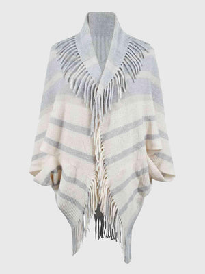 Exquisite Layer Open Front Fringe Poncho - MXSTUDIO.COM