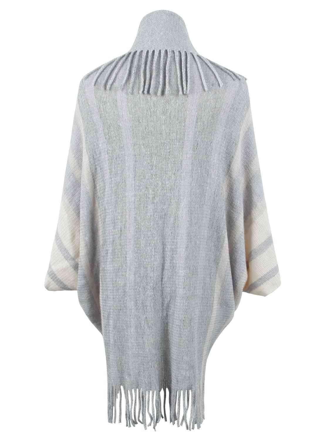 Exquisite Layer Open Front Fringe Poncho - MXSTUDIO.COM
