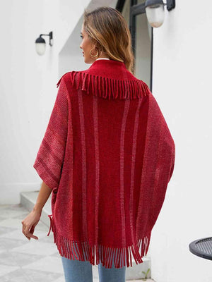 Exquisite Layer Open Front Fringe Poncho - MXSTUDIO.COM