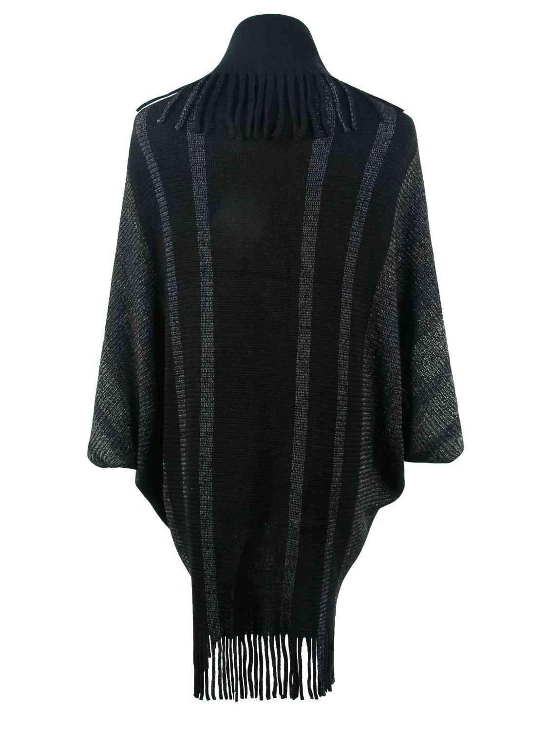 Exquisite Layer Open Front Fringe Poncho - MXSTUDIO.COM