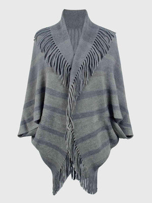 Exquisite Layer Open Front Fringe Poncho - MXSTUDIO.COM