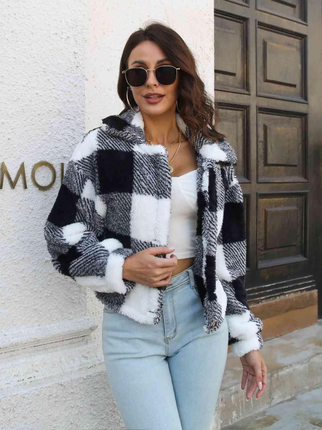 Exquisitely Warm Buttoned Plaid Jacket - MXSTUDIO.COM