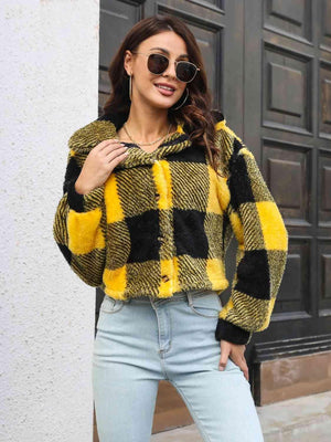 Exquisitely Warm Buttoned Plaid Jacket - MXSTUDIO.COM