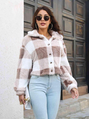 Exquisitely Warm Buttoned Plaid Jacket - MXSTUDIO.COM