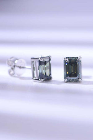 Extraordinary Green 2 Carat Moissanite Stud Earrings - MXSTUDIO.COM