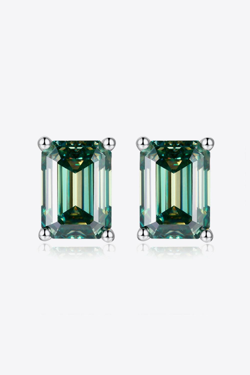 Extraordinary Green 2 Carat Moissanite Stud Earrings - MXSTUDIO.COM