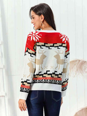 Extraordinary Round Neck Reindeer Christmas Sweater-MXSTUDIO.COM