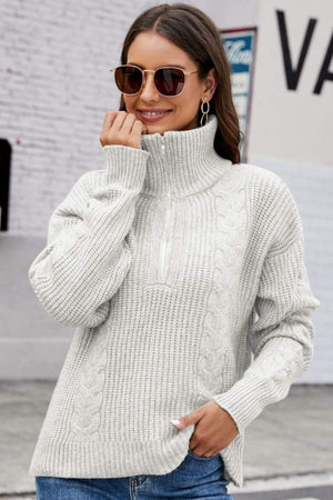 Extraordinary Warmth Half Zip Collared Sweater - MXSTUDIO.COM