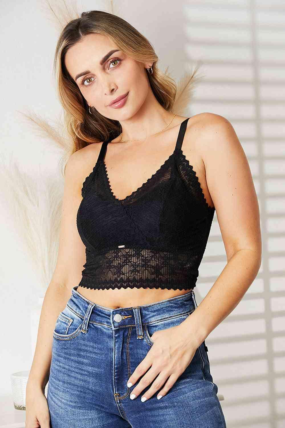 Exudes Elegance Plus Size Black Lace Bralette - MXSTUDIO.COM