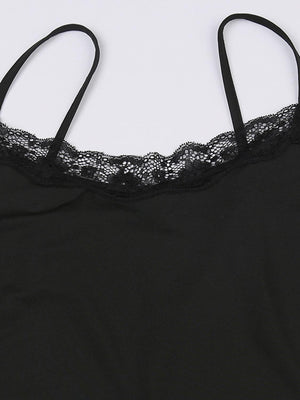 a women's black top with a lace trim