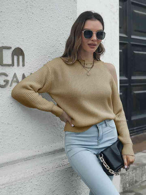 Fabulously Warm Cold Shoulder Sweater - MXSTUDIO.COM