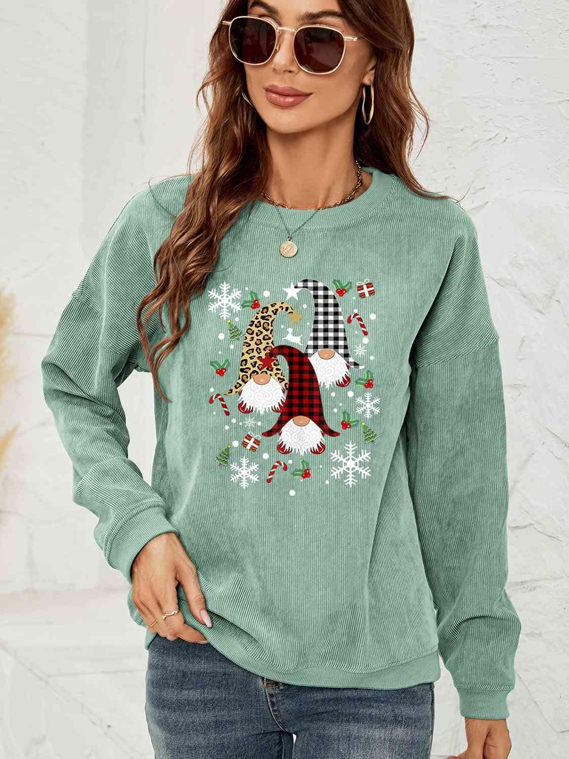 Faceless Gnome Graphic Christmas Sweatshirt-MXSTUDIO.COM