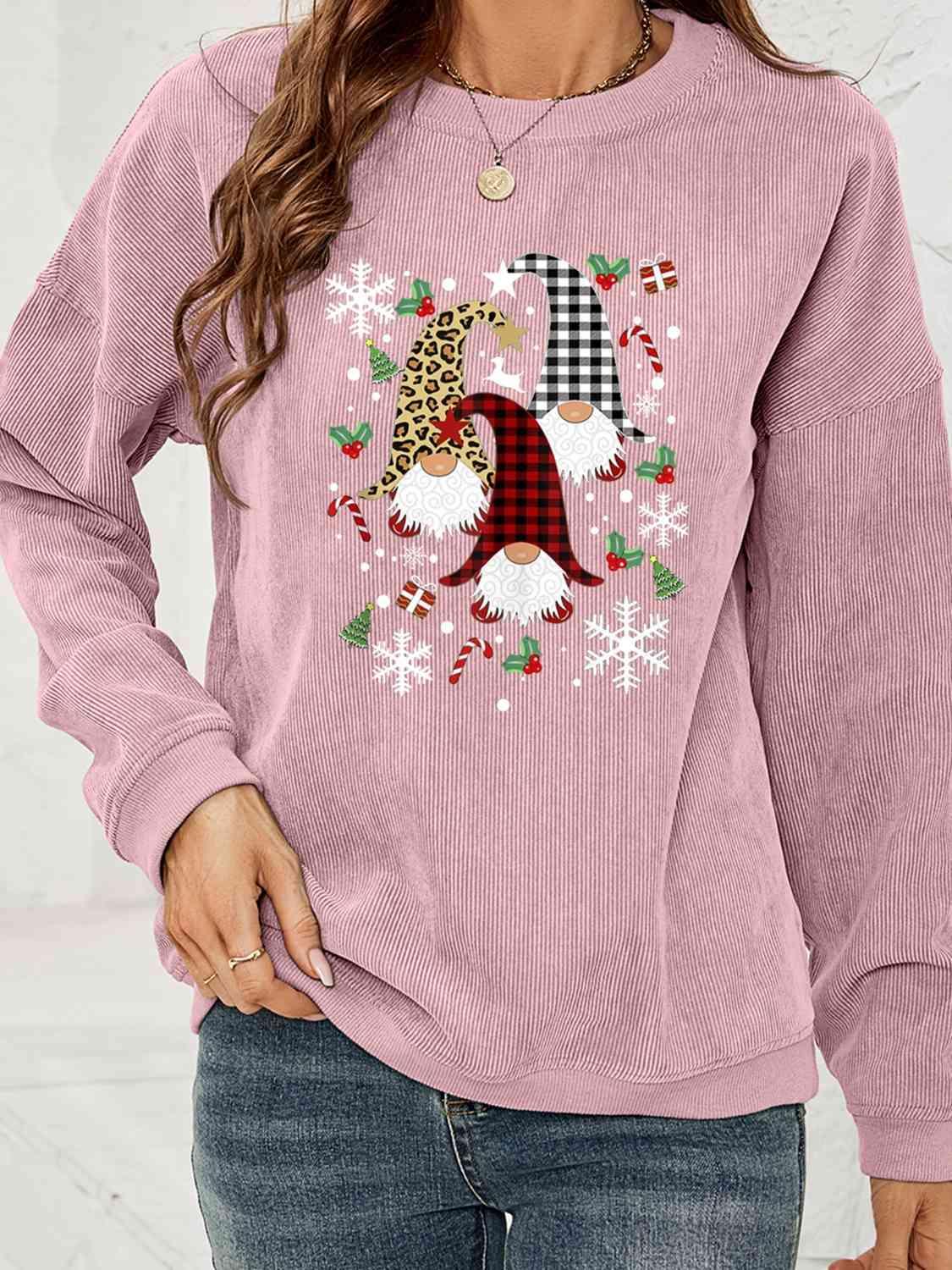 Faceless Gnome Graphic Christmas Sweatshirt-MXSTUDIO.COM