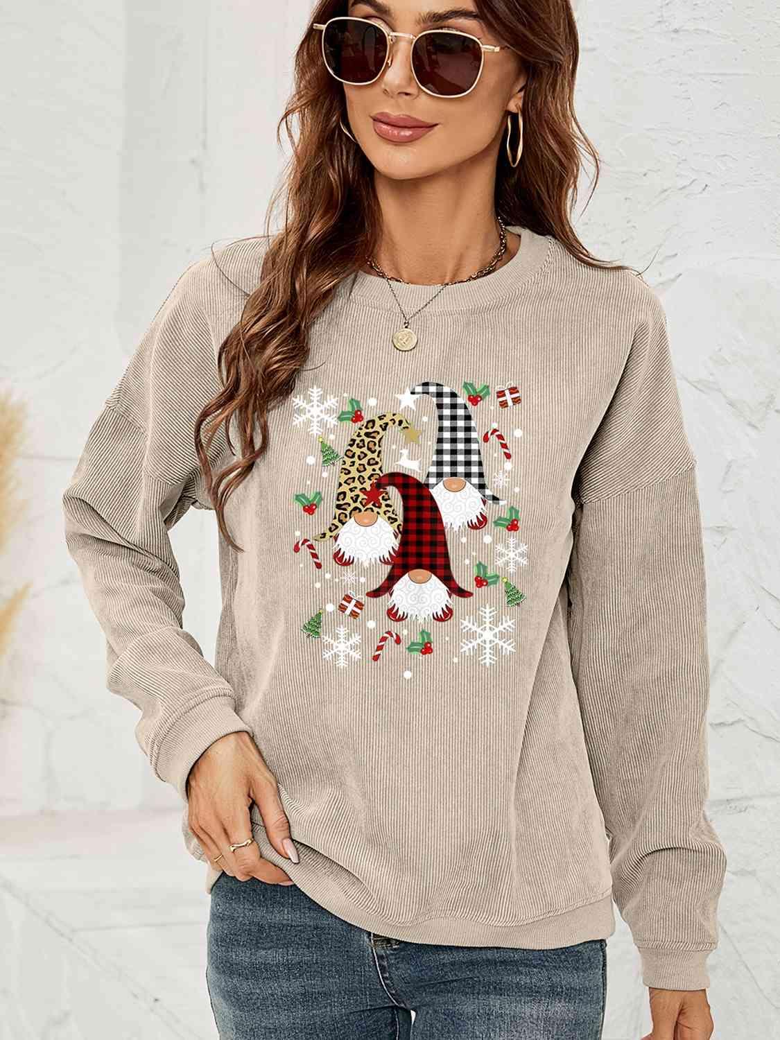 Faceless Gnome Graphic Christmas Sweatshirt-MXSTUDIO.COM