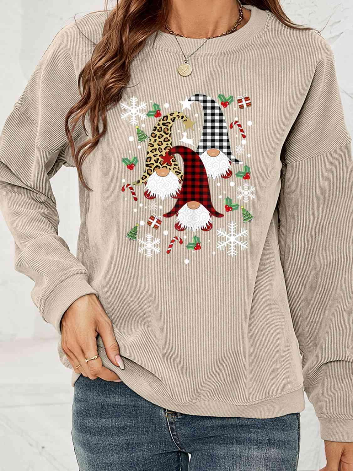 Faceless Gnome Graphic Christmas Sweatshirt-MXSTUDIO.COM