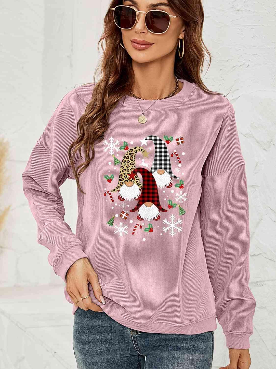 Faceless Gnome Graphic Christmas Sweatshirt-MXSTUDIO.COM