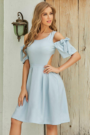Fairy-Like Cold Shoulder Cut Out Mini Dress - MXSTUDIO.COM