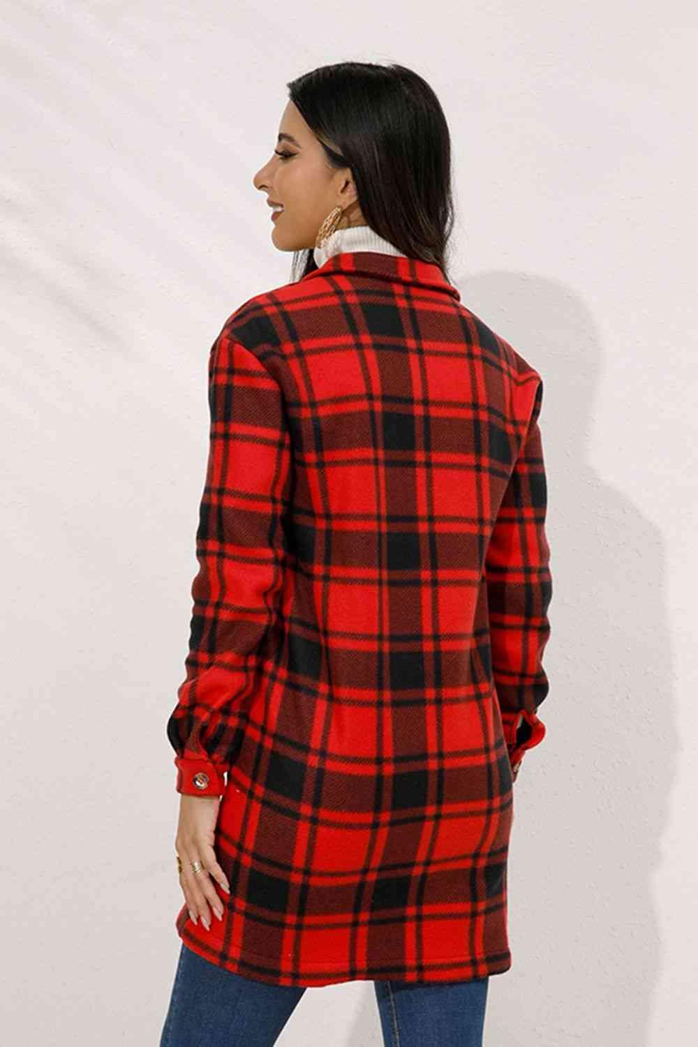 Fall Chic Button Down Long Plaid Coat - MXSTUDIO.COM