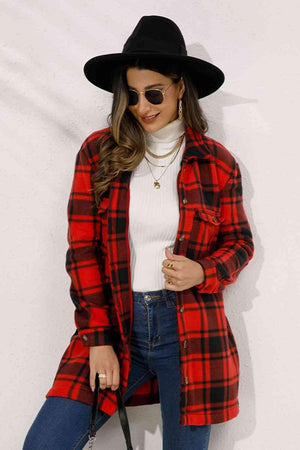 Fall Chic Button Down Long Plaid Coat - MXSTUDIO.COM