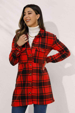 Fall Chic Button Down Long Plaid Coat - MXSTUDIO.COM