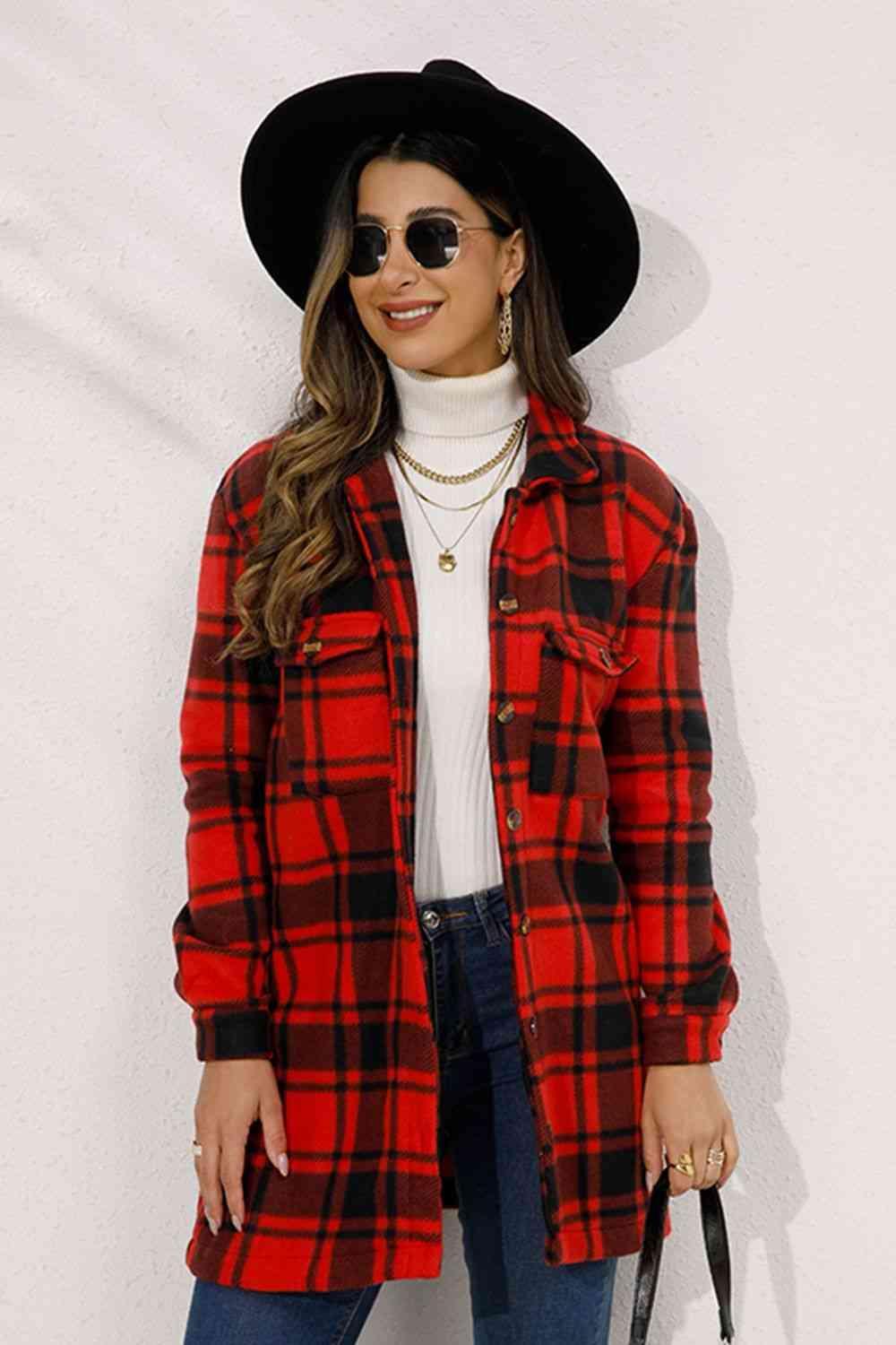 Fall Chic Button Down Long Plaid Coat - MXSTUDIO.COM