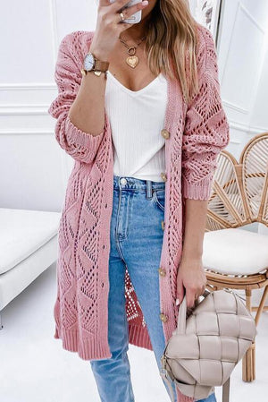 Fall Protection Knitted Buttoned Long Cardigan-MXSTUDIO.COM