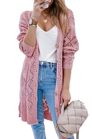 Fall Protection Knitted Buttoned Long Cardigan-MXSTUDIO.COM