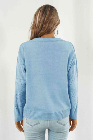 Fall Romance Knit V-Neck Heart Sweater - MXSTUDIO.COM
