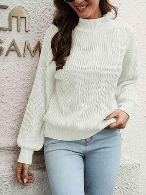 Fall Sweetie Rib-Knit Mock Neck Sweater - MXSTUDIO.COM