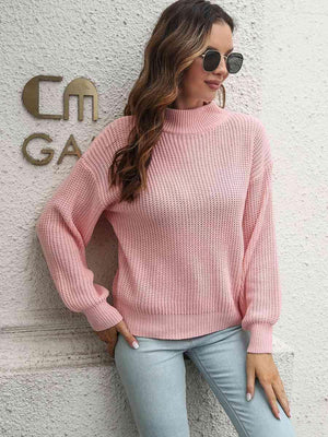 Fall Sweetie Rib-Knit Mock Neck Sweater - MXSTUDIO.COM