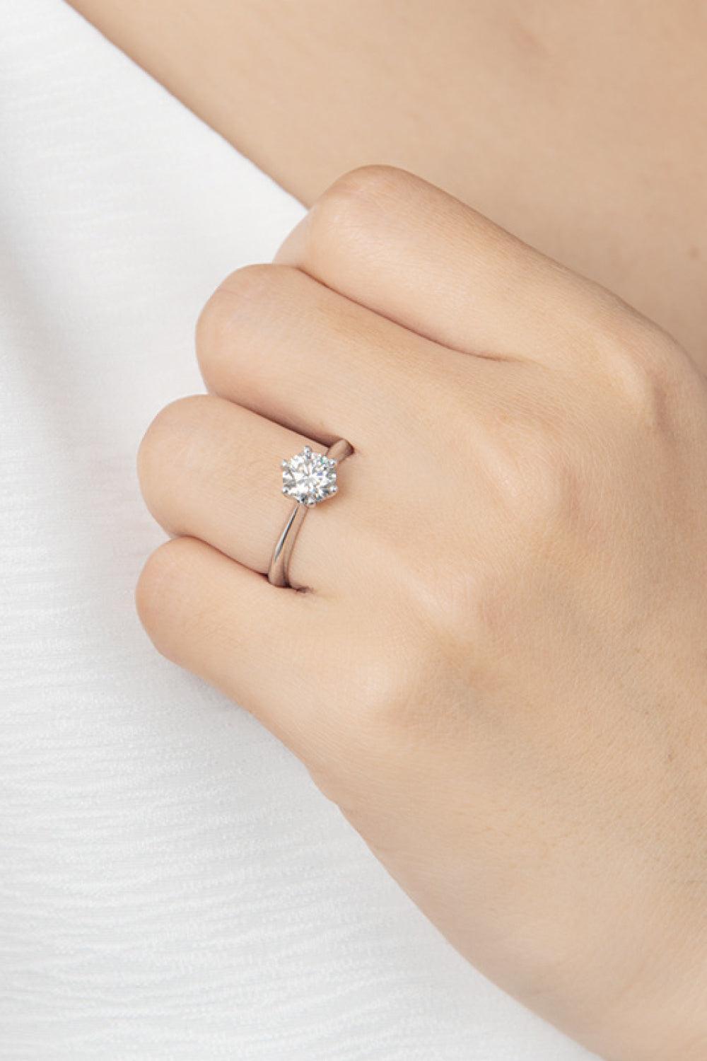 Fantastic Life Platinum-Plated 1 Carat Moissanite Ring - MXSTUDIO.COM