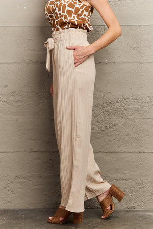 Fashion At Work Tie Waist Wide Leg Pants - MXSTUDIO.COM