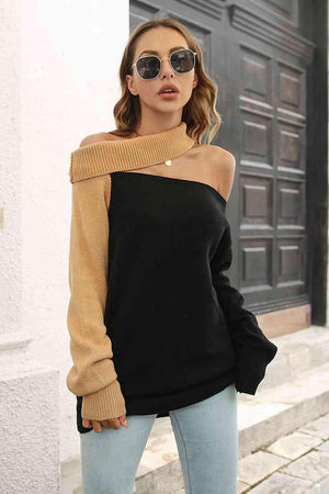 Fashion Savvy Ribbed Knit Off Shoulder Sweater - MXSTUDIO.COM