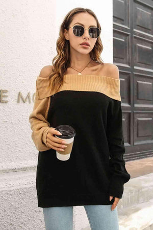 Fashion Savvy Ribbed Knit Off Shoulder Sweater - MXSTUDIO.COM