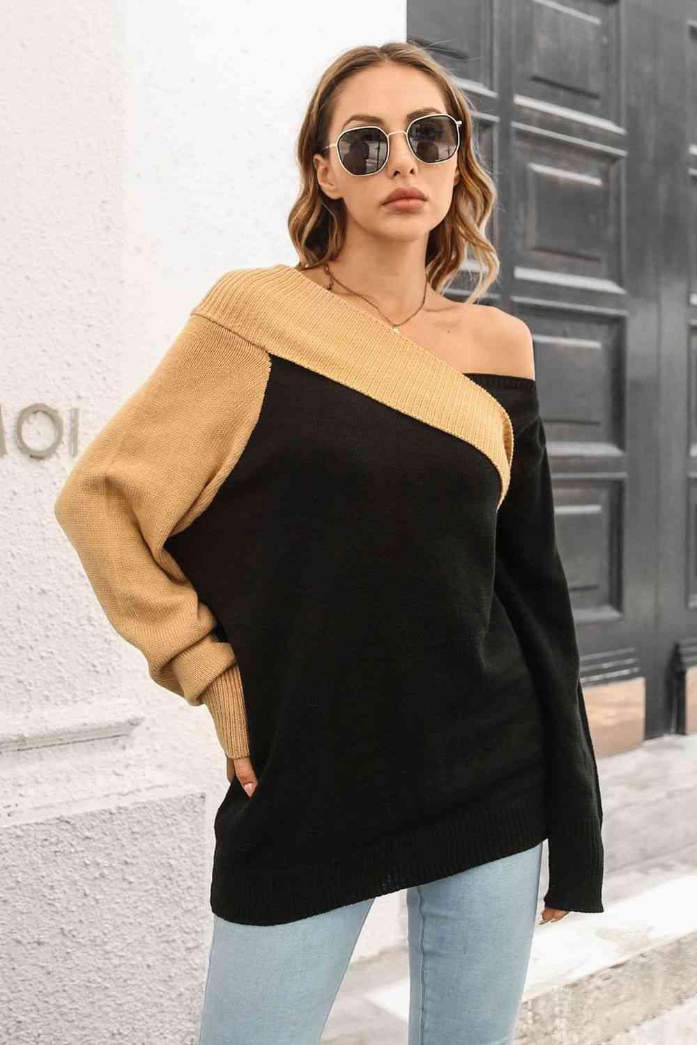 Fashion Savvy Ribbed Knit Off Shoulder Sweater - MXSTUDIO.COM