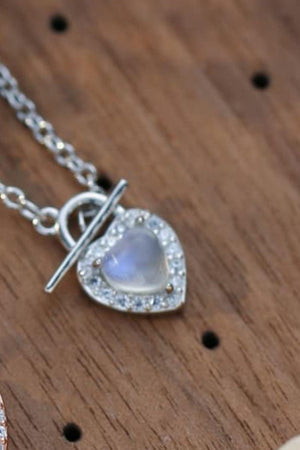 Fashion Sense Heart Lock Moonstone Necklace - MXSTUDIO.COM