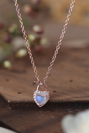 Fashion Sense Heart Lock Moonstone Necklace - MXSTUDIO.COM