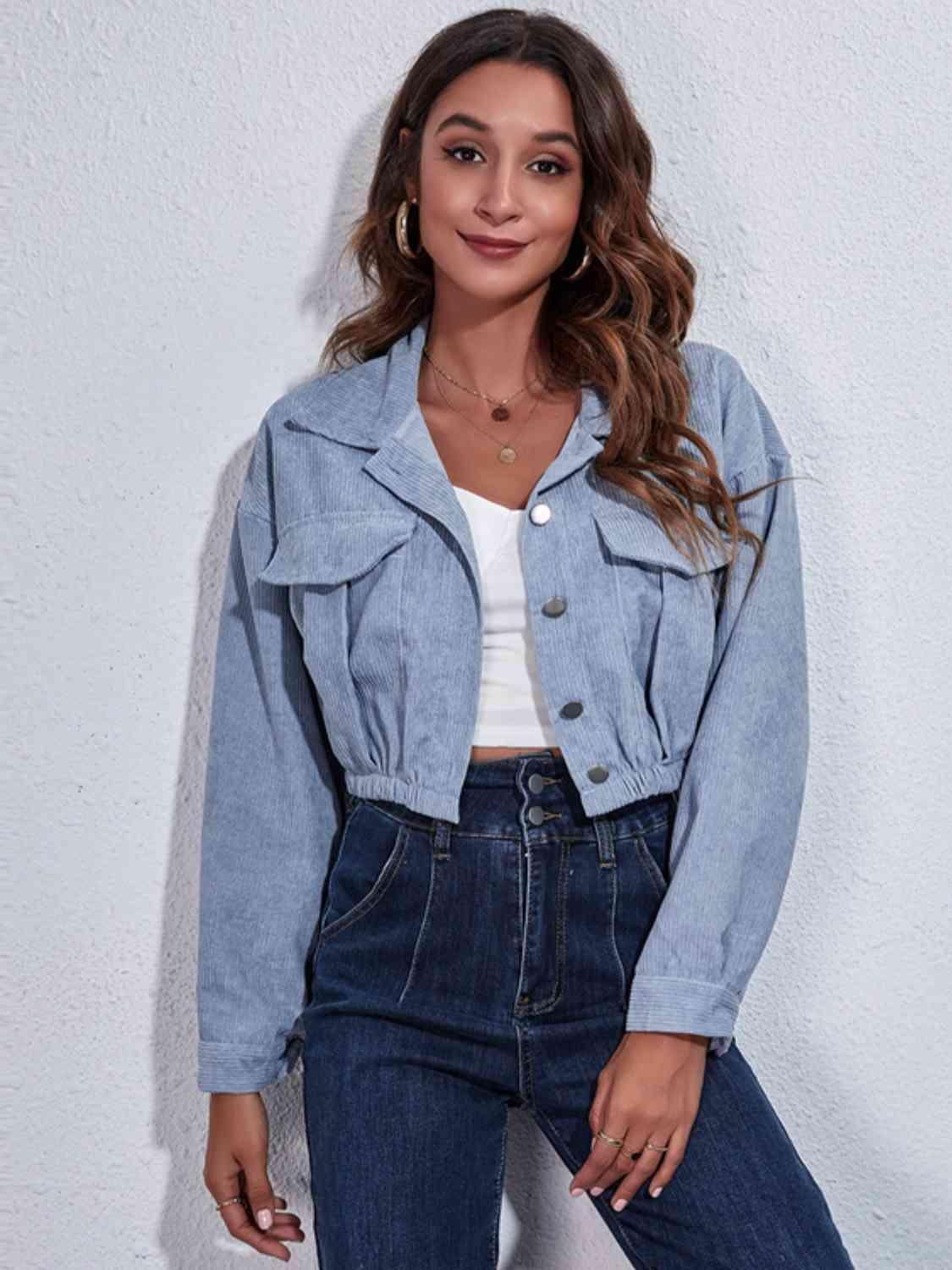 Fashion-forward Comfort Buttoned Cropped Jacket - MXSTUDIO.COM