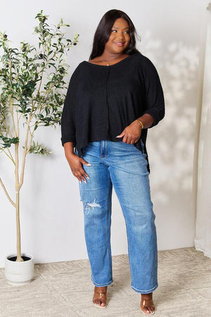 Fashionably Warm Black Long Sleeve Knit Top-MXSTUDIO.COM