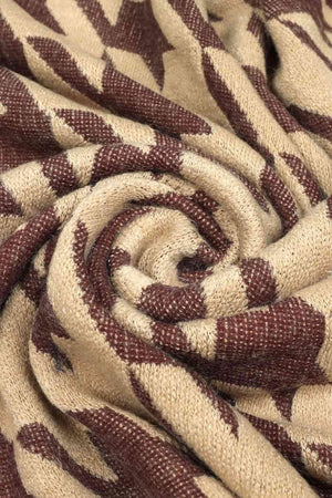 Faux Fur Trim Fringe Houndstooth Poncho-MXSTUDIO.COM