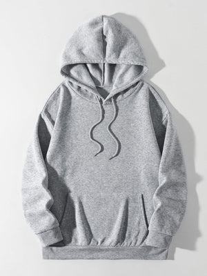 a grey sweatshirt with a hoodie on it