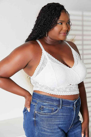 Feel Empowered Plus Size White Lace Bralette - MXSTUDIO.COM