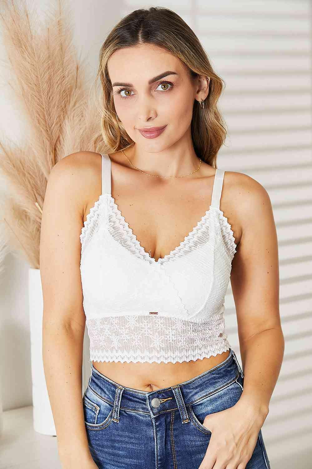 Feel Empowered Plus Size White Lace Bralette - MXSTUDIO.COM