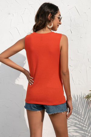Feel The Summer Air Buttoned Deep V Tank Top - MXSTUDIO.COM
