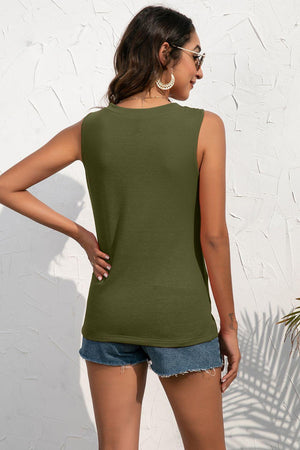 Feel The Summer Air Buttoned Deep V Tank Top - MXSTUDIO.COM