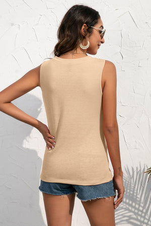 Feel The Summer Air Buttoned Deep V Tank Top - MXSTUDIO.COM