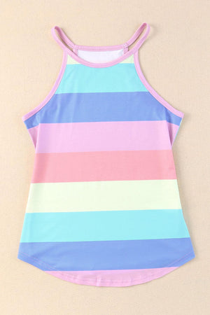 Feel The Summer Air Crew Neck Striped Tank Top - MXSTUDIO.COM