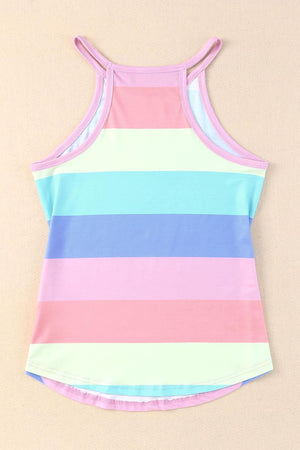 Feel The Summer Air Crew Neck Striped Tank Top - MXSTUDIO.COM