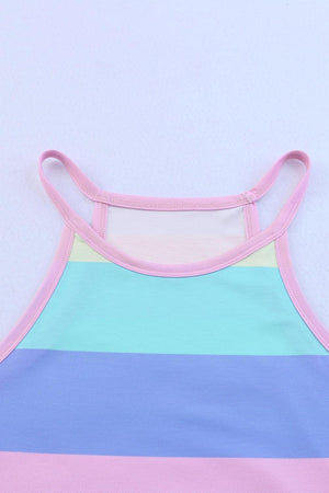 Feel The Summer Air Crew Neck Striped Tank Top - MXSTUDIO.COM